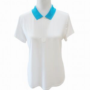 Tommy Bahama Golf UPF 50 White Performance Polo Aqua Collar Stretch Women’s L